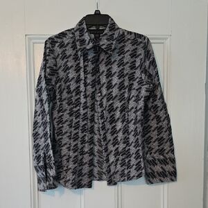 Attention Black and Grey Button Down Top